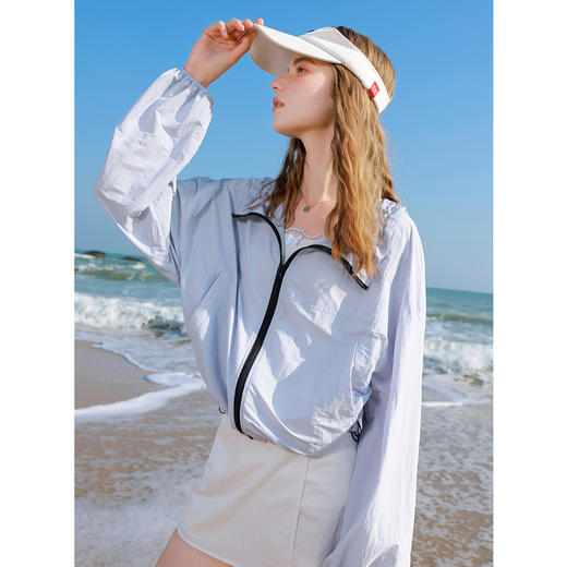 三彩独醒2025春季新款宽松连帽防晒衫开衫外套户外防紫外线F 商品图3