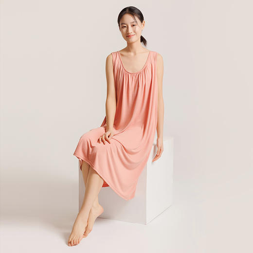 weyo夏季冰丝棉女士家居服带胸垫宽松无袖吊带睡裙1562 商品图0
