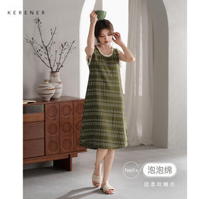 可人儿小众设计师新款泡泡绵女士睡衣夏季少女睡裙可外穿家居服
