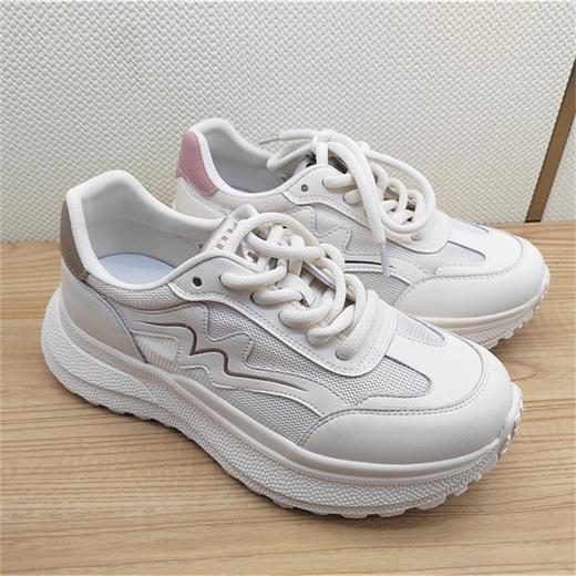 行2024年夏季新款24209105时尚超轻系带透气单网运动小白鞋 商品图0