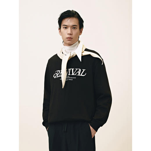 GXG男装 圆领字母卫衣红色通勤长袖上衣新年卫衣 2025春季热卖 商品图2