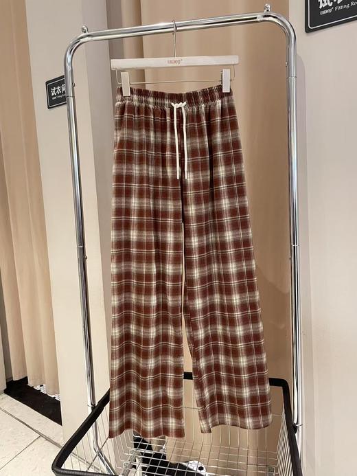 【门店同款】ENJOY秋季复古磨毛格子阔腿裤 159223054 商品图1