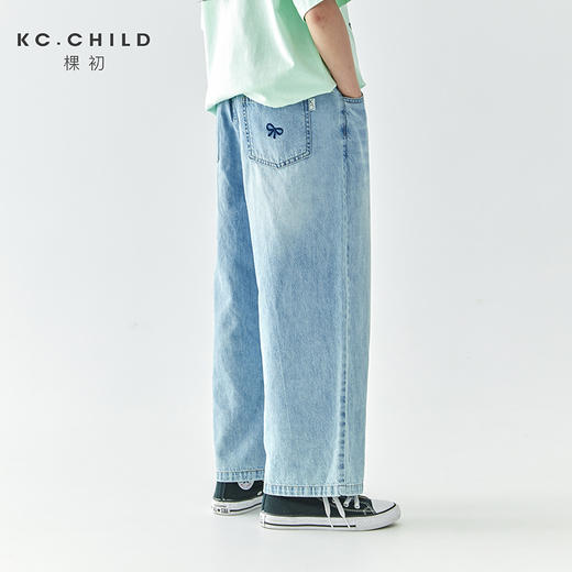棵初 2025春夏第二波新品蝴蝶结绣花宽松休闲牛仔裤805K256035CD 商品图0