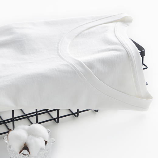 weyo男款长绒棉液氨圆领背心白色纯棉无袖上衣23101 商品图1