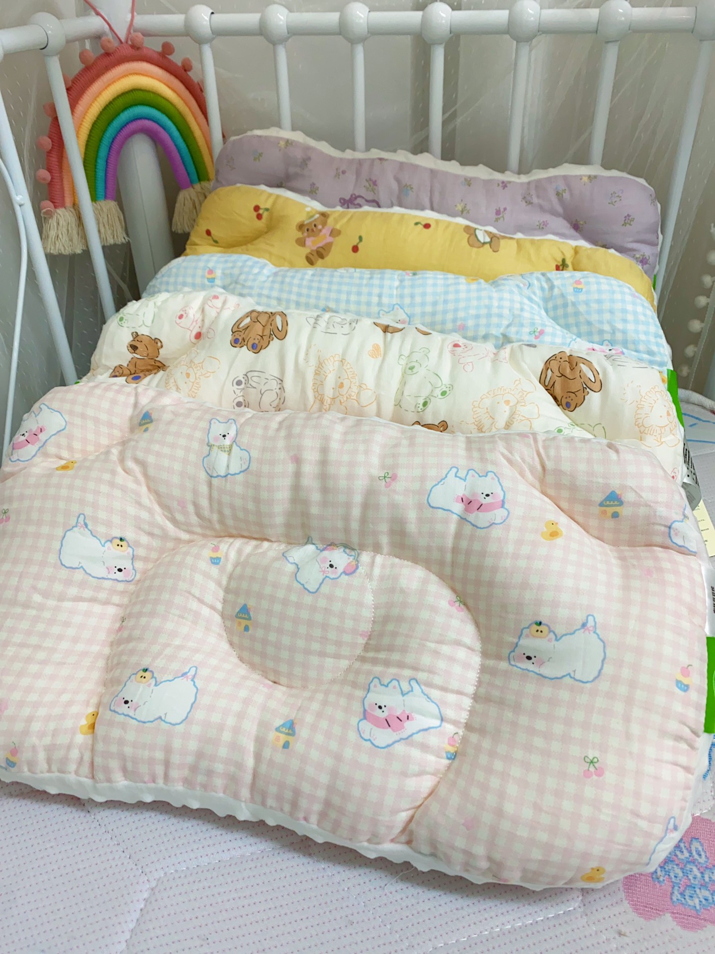 全棉儿童立体纱布豆豆枕头 婴幼儿宝宝小学生专用枕头枕芯（可水洗）