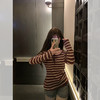 <曾小咸推荐> 磨毛撞色毛条纹长袖T  商品缩略图0