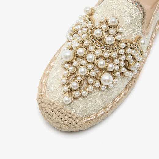 西遇小香风渔夫鞋女新款春夏法式珍珠一脚蹬平底鞋配裙子单鞋V0556482 商品图5