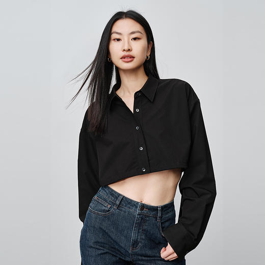 simplepieces女春季新品SPS衬衫短款收腰抽绳衬衫 商品图1