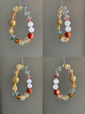 富贵迷人眼～敦煌天然金发晶/红幽灵/绿幽灵/雪花幽灵/金太阳/琥珀/水沫玉葫芦/925银水晶手串 招💰效果加倍