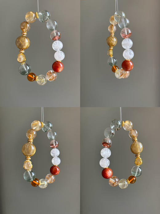 富贵迷人眼～敦煌天然金发晶/红幽灵/绿幽灵/雪花幽灵/金太阳/琥珀/水沫玉葫芦/925银水晶手串 招💰效果加倍 商品图0