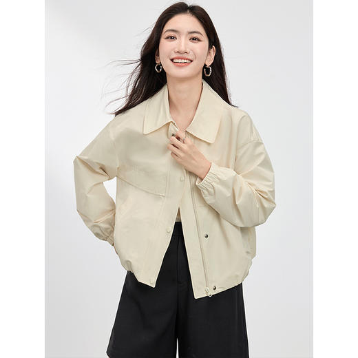 【年货节】熙世界工装风夹克外套女短款2025春装新款小个子休闲宽松翻领上衣 商品图3