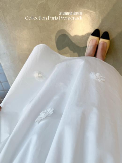 巴黎漫步 | 手工缝立体花朵 府绸法式小白裙 珍珠白 商品图3