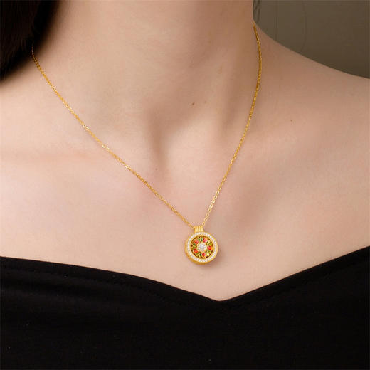 【热卖臻品】芳华-美人如花 莲花黄金项链足金镶嵌钻石套链女士礼物MEMORA诗普琳LN525501、LN525502 商品图2