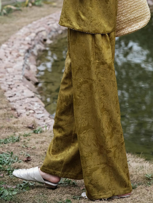 盛唐牡丹| 新禾绿丝毛双面穿裤子 商品图0