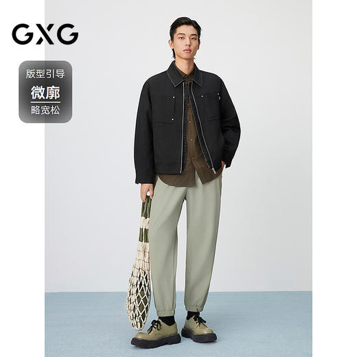 GXG男装 假两件翻领通勤简约翻领拼色时尚夹克外套 25年春热卖 商品图1
