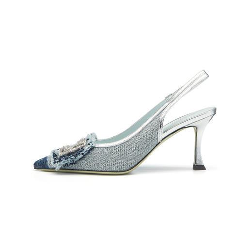 westory2023年夏季新款牛仔布优雅尖头细高跟空鞋女56041 商品图2