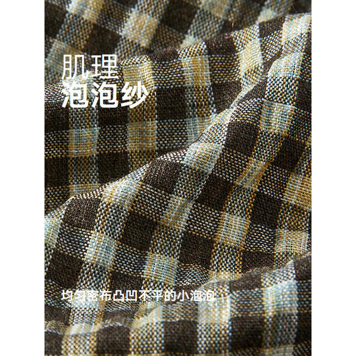 GXG男装 泡泡纱格纹时尚休闲通勤翻领长袖衬衫男生 25年春热卖 商品图4