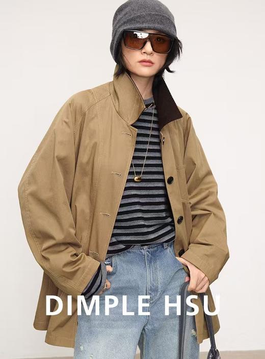 复古订制新疆棉拼接领一手长外套风衣 商品图9