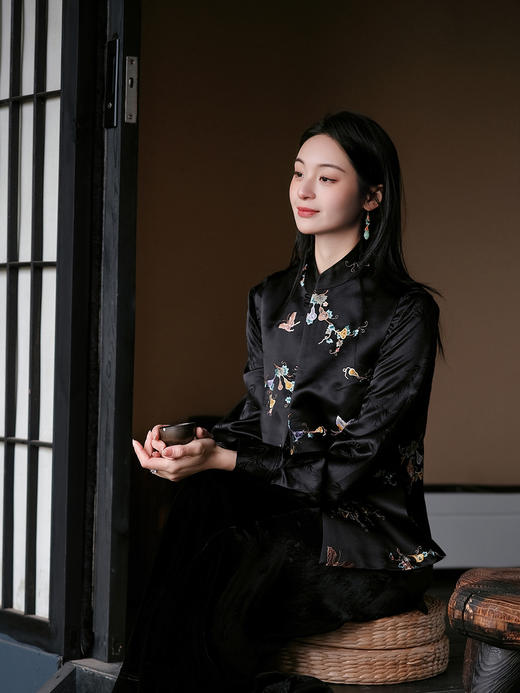 下架|盛唐牡丹| 真丝加密缎葫芦纹马甲 商品图6