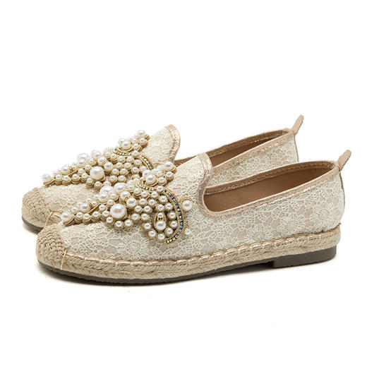 西遇小香风渔夫鞋女新款春夏法式珍珠一脚蹬平底鞋配裙子单鞋V0556482 商品图4