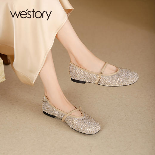westory春季新款新中式国风鞋玛丽珍洞洞鞋W24AH57711 商品图4