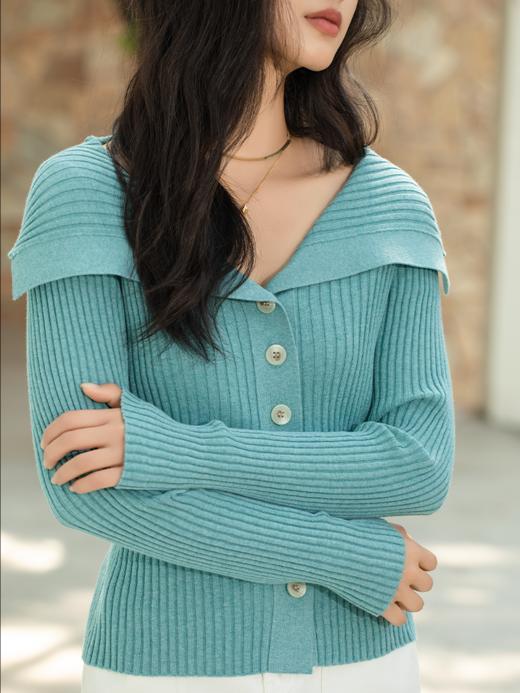 柔春佳人 丝棉混纺翻领开衫FCF1WSC043 商品图13