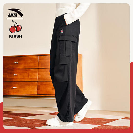 安踏（ANTA）kirsh联名丨好事发生休闲长裤女士宽松直筒工装裤162518505 商品图2