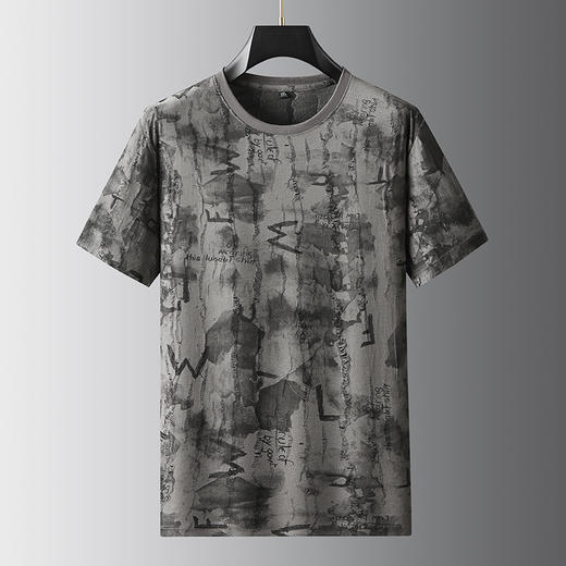 【DDA】大依优型大码短袖T恤破洞夏季圆领半袖加肥加大码短袖上衣胖子男士潮流 商品图0