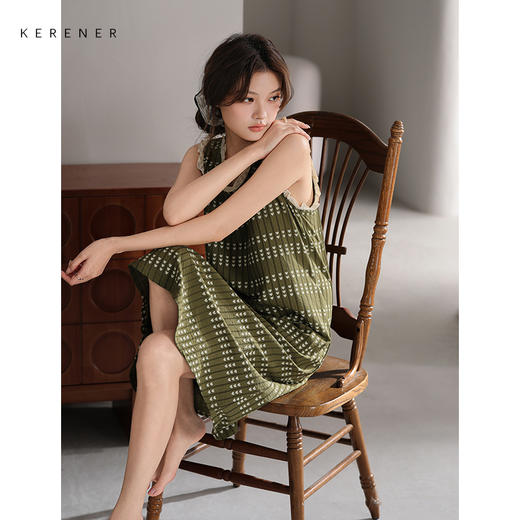 可人儿小众设计师新款泡泡绵女士睡衣夏季少女睡裙可外穿家居服 商品图2