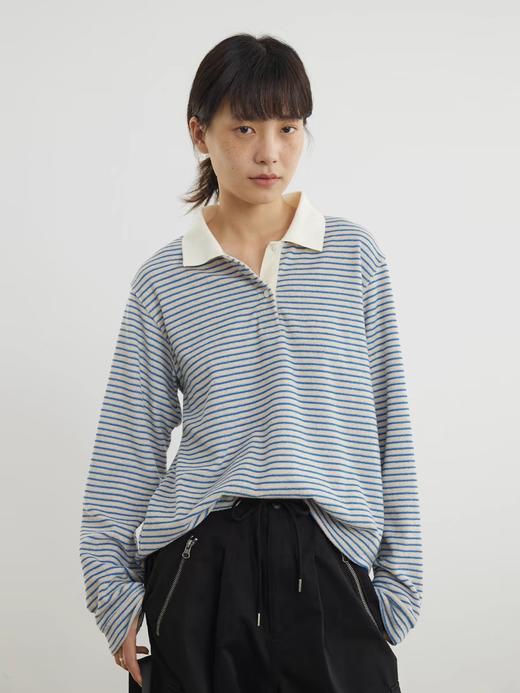 步履不停/5A15103C/日系休闲条纹polo卫衣 商品图2