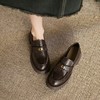 手工女鞋真皮复古英伦风粗跟乐福鞋2025新款深口圆头单鞋5CM 商品缩略图1
