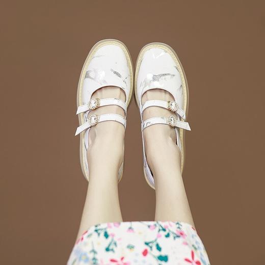 【预售5天】浅口涂鸦松糕鞋春夏新款百搭真皮厚底高跟坡跟单鞋ZMXY&ZM2468-1 商品图3