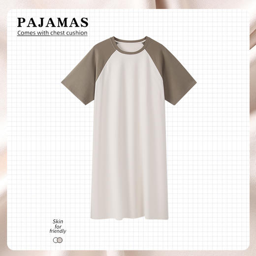 洁丽雅正品女士大码过膝长裙夏季短袖睡裙舒适透气大码宽松家居服 商品图1