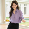 西遇宽松轻职场衬衫女新款法式紫色上衣慵懒风翻领外套D0050461 商品缩略图4