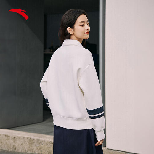 安踏（ANTA）美式复古翻领卫衣女宽松百搭套头衫休闲长袖上衣162518719 商品图4