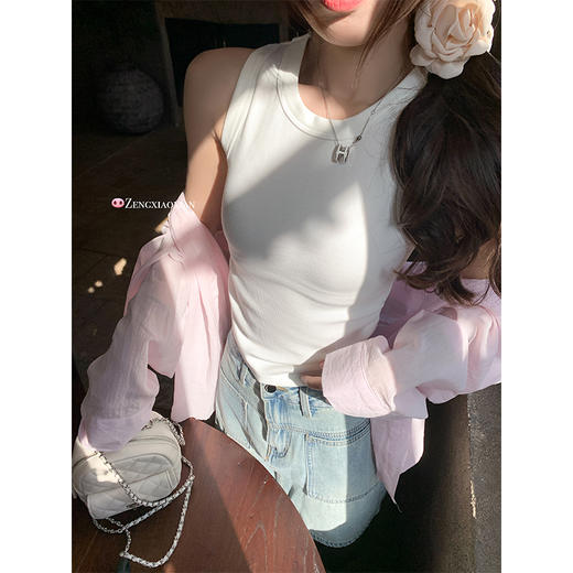 <曾小咸推荐>百搭修身显瘦4色圆领短款背心 商品图1