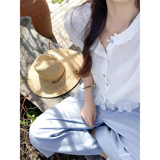 <曾小咸推荐>甜美泡泡短袖娃娃衬衫上衣 商品图0