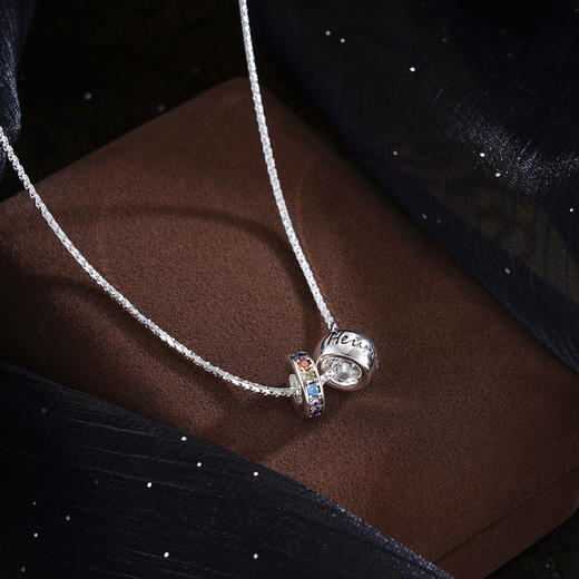 子佩集S925银【时光穿梭】项链【XL-6444】纯银原创2彩圈2502 商品图3