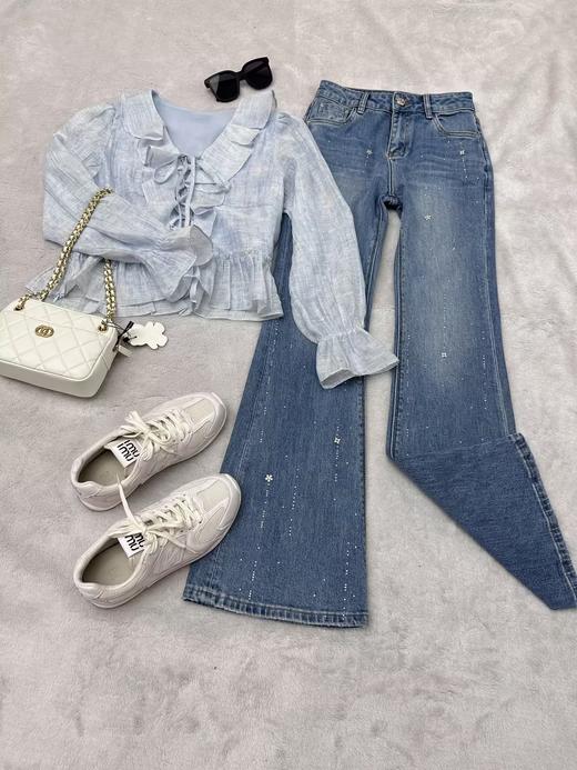 【门店同款】ENJOY春季绮梦繁花荷叶边系带上衣 161911147 商品图0