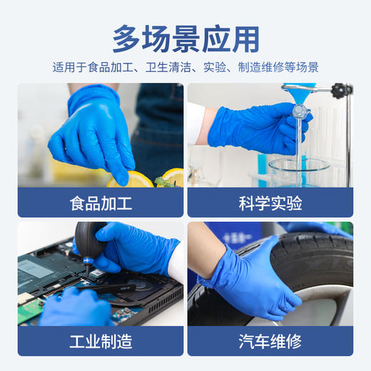 【进口 耐用型】一次性蓝色丁腈手套 无粉 麻面 NR46910 商品图3