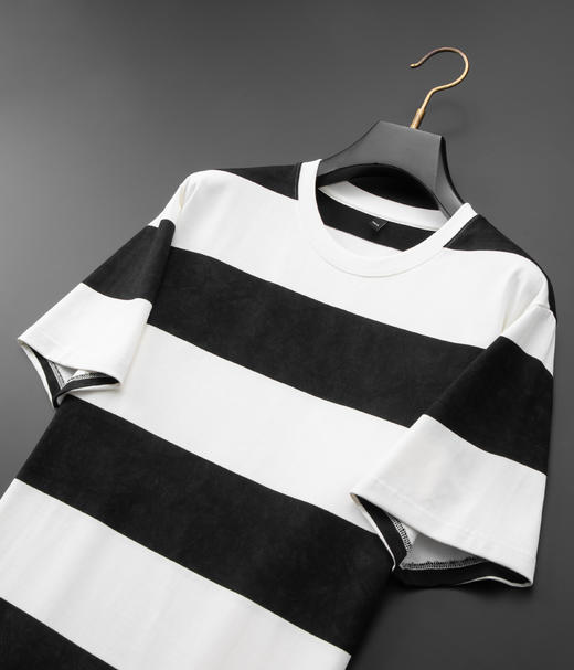 【棉质】【DDA】大依优型大码圆领短袖T恤条纹休闲透气半袖夏季上衣男士胖子潮流 商品图4