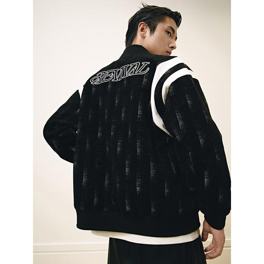 GXG男装 小香风大提花拼接时尚简约通勤翻领夹克外套25年春热卖 商品图3