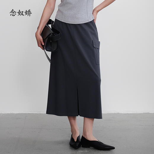 【商场同款】CNS5392 “工装裙” 石墨灰色松紧腰半裙 商品图7