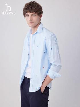 H@ZZYS 字母提花条纹纯棉长袖衬衫 Z-15079