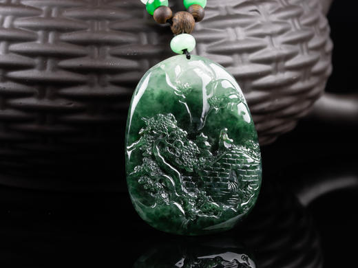 XY0062原创沉香+翡翠蓝底山水牌 商品图1