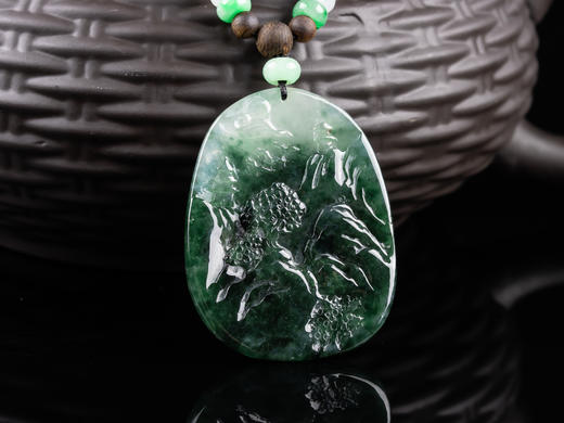 XY0062原创沉香+翡翠蓝底山水牌 商品图2