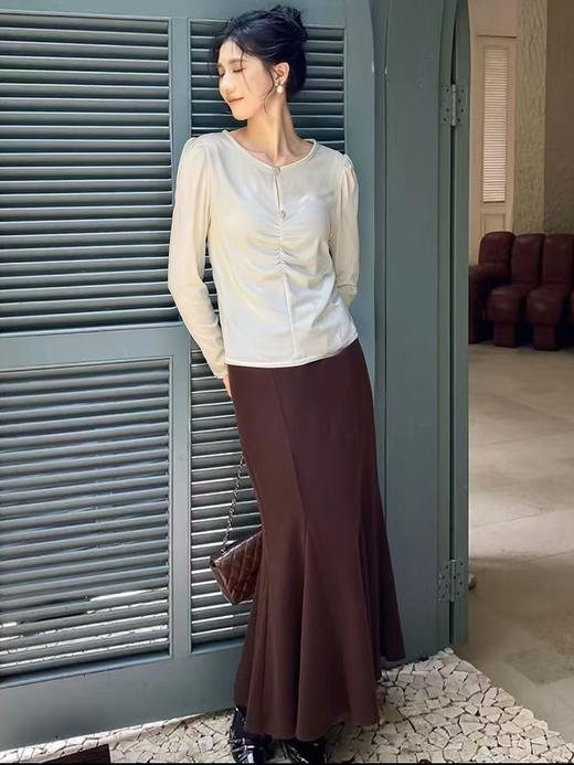 520第二波（NO退）➡️501高级感玫瑰金扣丝绒长袖打底衫-喜出 商品图0