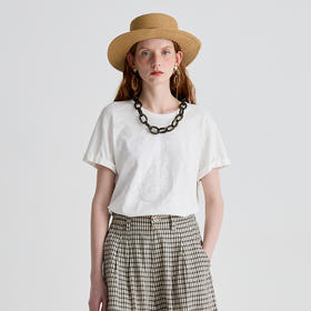 谜底T恤短袖女2025夏季新品休闲日常印花合身X型短上衣252MT0568