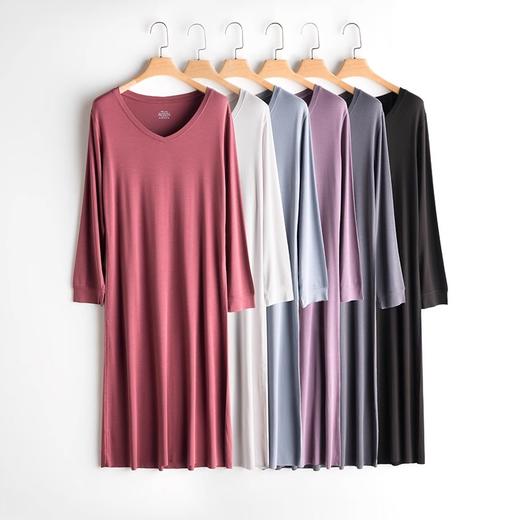 weyo女款兰精莫代尔V领休闲舒适长袖连衣裙1761 商品图0