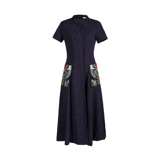 飞琼绣花复古连衣裙 | 长短袖可选 | 藏蓝色 黄色 红色 商品图10